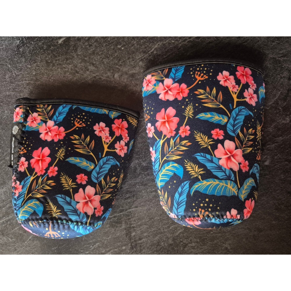 BakenDale & Co Floral Neoprene Cup‎ Sleeve Set Iced Coffee Tropical Drink Cozy